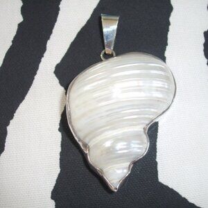 CHARLES ALBERT STERLING SILVER HUGE PENDANT MOTHER OF PEARL SHELL NEW RARE